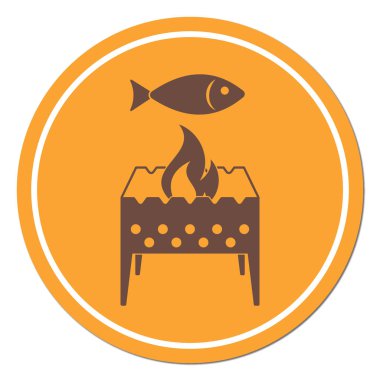 Mangal ızgara balık simgesiyle. Vektör illustratio