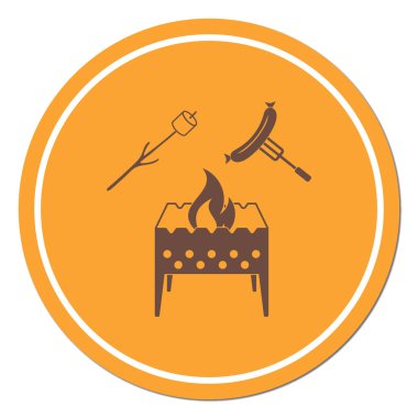 Mangal, Zephyr'i ve sosis simgesi. Vektör illustratio