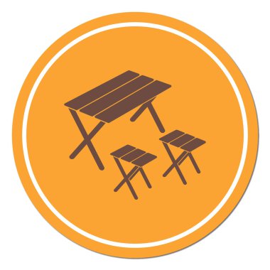 Kamp tablo ve dışkı simgesi. Vektör illustratio