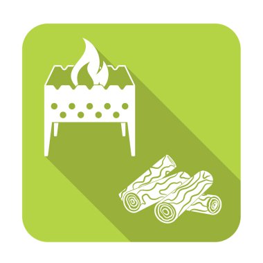 Mangal ve yakacak odun simgesi. Vektör illustratio