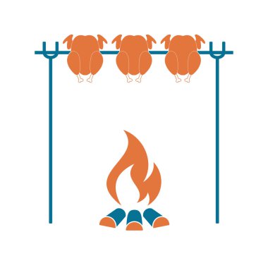 Izgara tavuk simgesi. Vektör illustratio