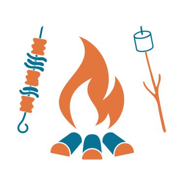 Izgara zephyr ve Kebap simgesi. Vektör illustratio