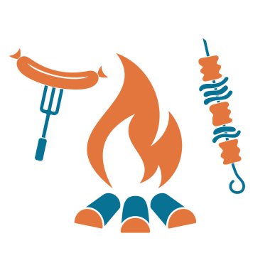 Izgara Kebap ve sosis simgesi. Vektör illustratio