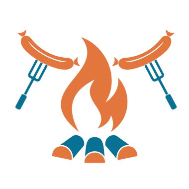 Izgara sosis simgesi. Vektör illustratio