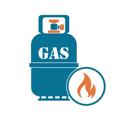 Kamp ocağı gaz şişesi simge vektör ile. Vektör çizim