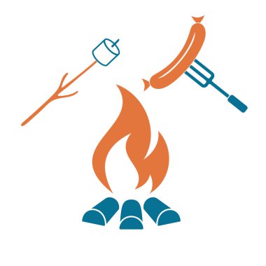 Izgara sosis ve zephyr simgesi. Vektör illustratio