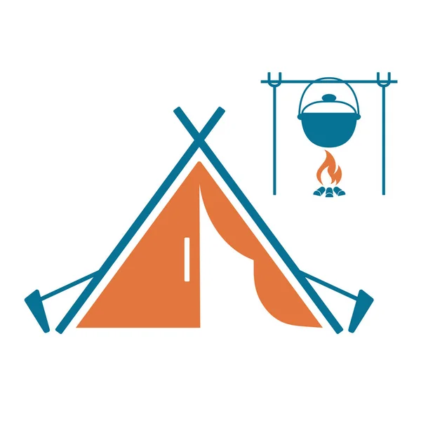 Стилизованная Икона Туристической Палатки Векторные Иллюстрации — стоковый вектор