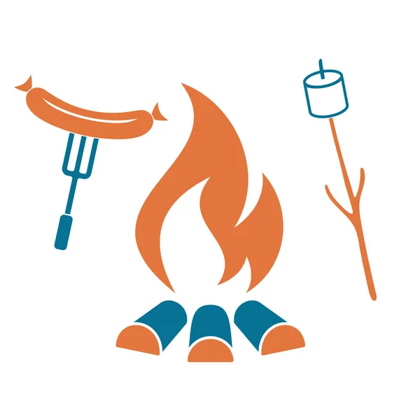 Izgara sosis ve zephyr simgesi. Vektör illustratio