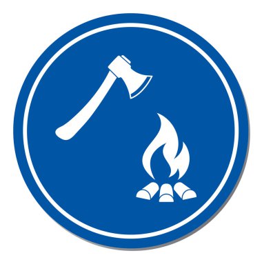 Balta ve kamp ateşi simgesi. Düz vektör illustratio