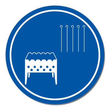 Mangal ızgarası ile şiş simgesini. Vektör illustratio