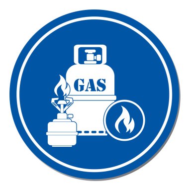 Kamp ocağı gaz şişesi simgesi olan. Vektör çizim