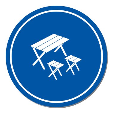 Kamp tablo ve dışkı simgesi. Vektör illustratio