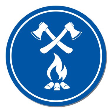 Balta ve kamp ateşi simgesi. Düz vektör illustratio