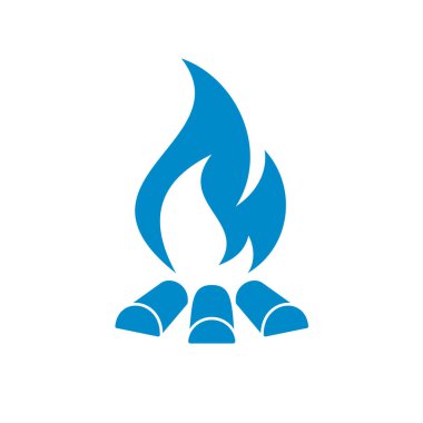 Kamp ateşi siluet simge. Vektör illustratio