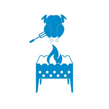 Mangal şiş ve tavuk simgesi. Vektör illustratio