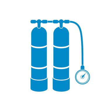Tüplü vektör çizim. Dalış ekipman vektör işareti. Aqualung yüzme için