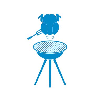 Barbekü ızgara tavuk simgesi olan. Vektör illustratio