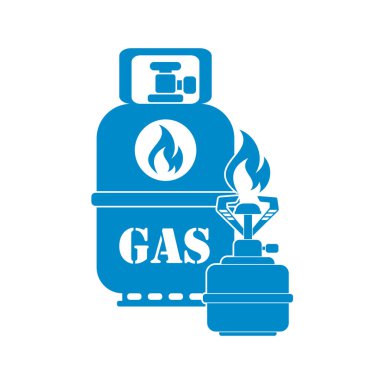 Kamp ocağı gaz şişesi simgesi olan. Vektör çizim
