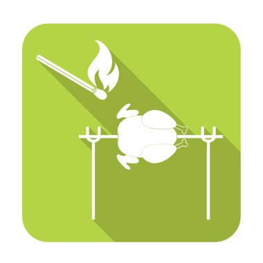 Izgara tavuk simgesi. Vektör illustratio