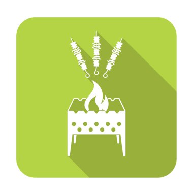 Kebap simgesi olan mangal ızgarası. Vektör illustratio