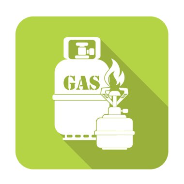 Kamp ocağı gaz şişesi simge vektör ile. Vektör çizim