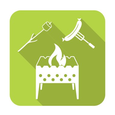 Mangal, Zephyr'i ve sosis simgesi. Vektör illustratio