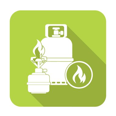Kamp ocağı gaz şişesi simge vektör ile. Vektör çizim