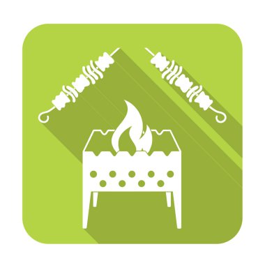 Kebap simgesi olan mangal ızgarası. Vektör illustratio