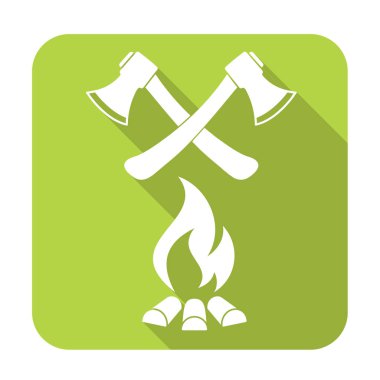 Balta ve kamp ateşi simgesi. Düz vektör illustratio