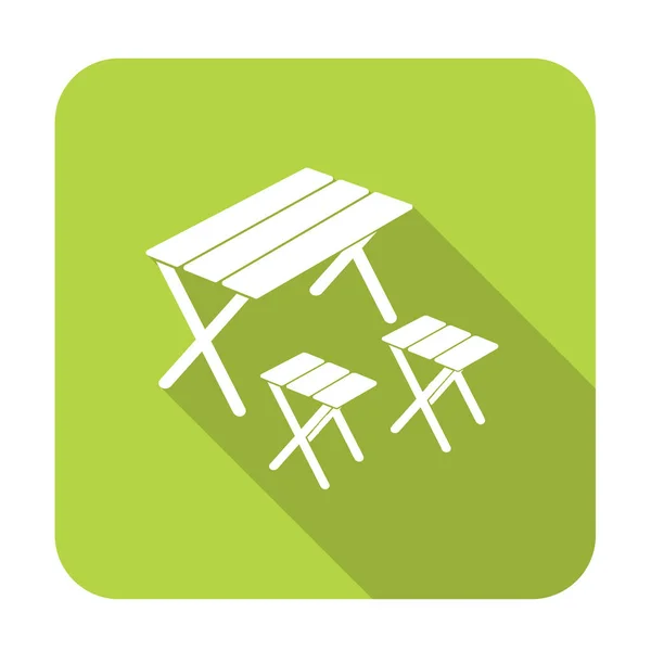 Kamp tablo ve dışkı simgesi. Vektör illustratio