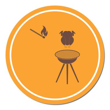 Barbekü ızgara tavuk simgesi olan. Vektör illustratio