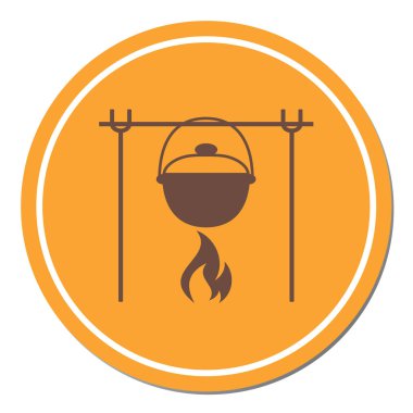 Yangın ve pot simgesi. Vektör çizim