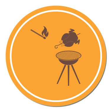 Barbekü ızgara tavuk simgesi olan. Vektör illustratio
