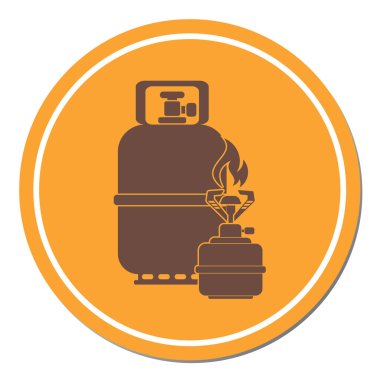 Kamp ocağı gaz şişesi simge vektör ile. Vektör çizim