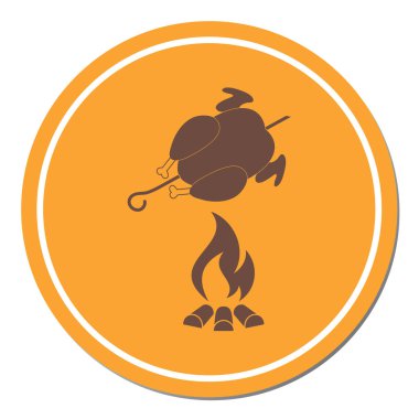 Izgara tavuk simgesi. Vektör illustratio