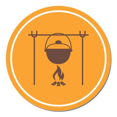 Yangın ve pot simgesi. Vektör çizim