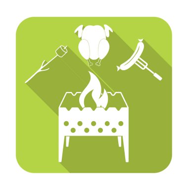 Mangal, Zephyr'i chicen ve sosis simgesi. Vektör illustratio