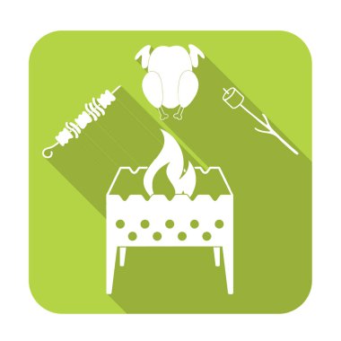 Mangal zephyr, kebap ve tavuk simgesi. Vektör illustratio