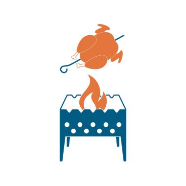 Mangal şiş ve tavuk simgesi. Vektör illustratio