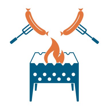 Mangal ve sosis simgesi. Vektör illustratio