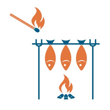 Izgara balık simgesi. Vektör illustratio