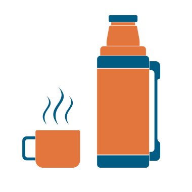 Kamp ve ekipman hiking, termos konteyner simgesi. Vektör illustratio