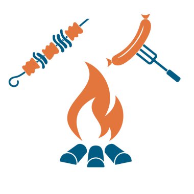 Izgara Kebap ve sosis simgesi. Vektör illustratio