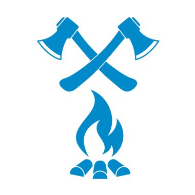 Balta ve kamp ateşi simgesi. Düz vektör illustratio