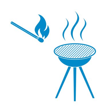 Barbekü simgesi. Düz vektör illustratio