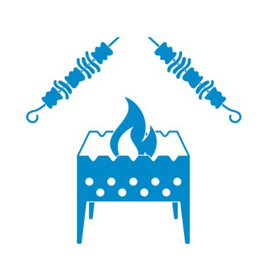 Kebap simgesi olan mangal ızgarası. Vektör illustratio