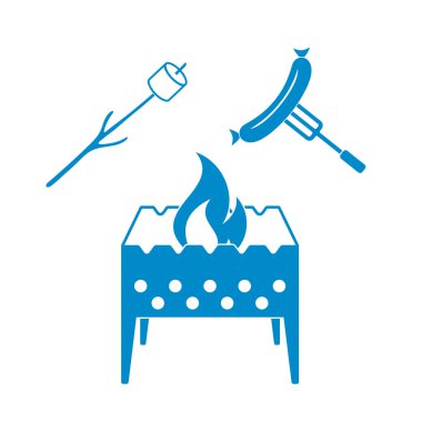 Mangal, Zephyr'i ve sosis simgesi. Vektör illustratio