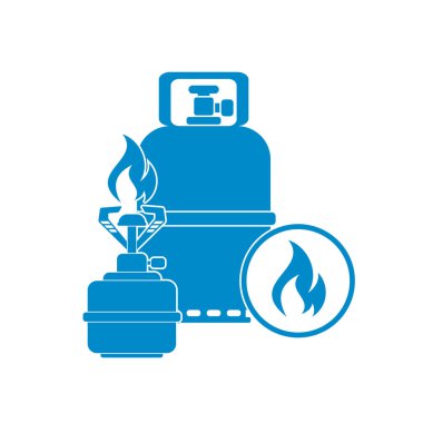 Kamp ocağı gaz şişesi simgesi olan. Vektör çizim