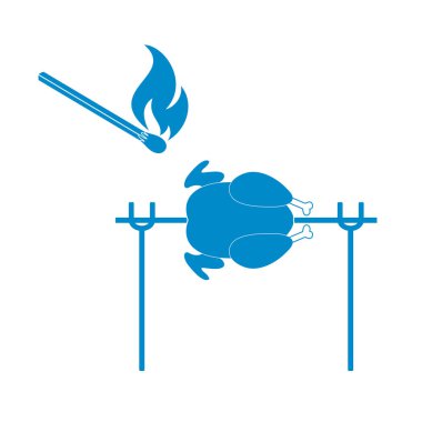 Izgara tavuk simgesi. Vektör illustratio