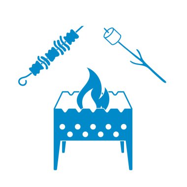 Mangal, Zephyr'i ve Kebap simgesi. Vektör illustratio